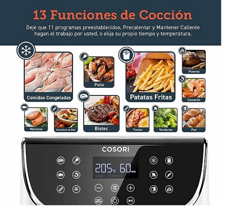 Programas automáticos de la freidora de aire cosori